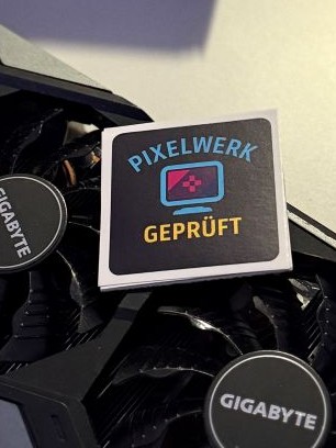 Pixelwerk-Geprüft Sticker auf einer RTX 2070 Super von Gigabyte