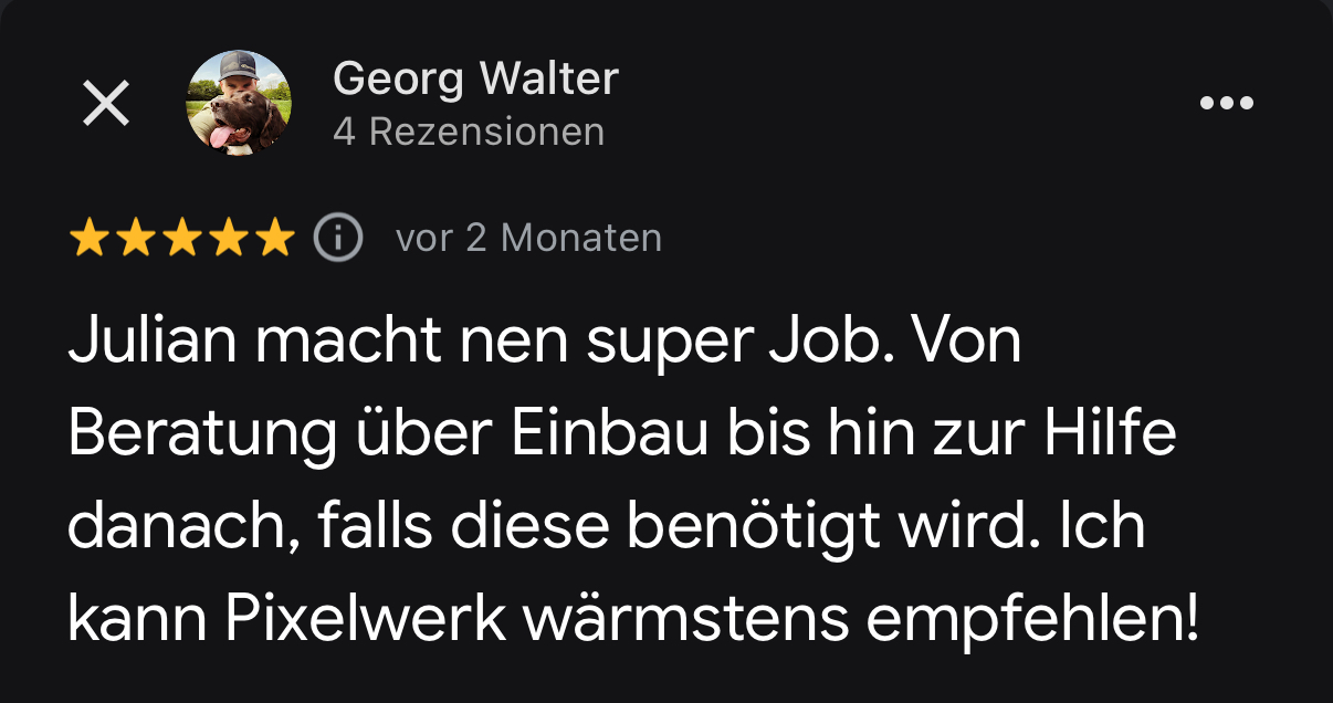 5 Sterne google Bewertung