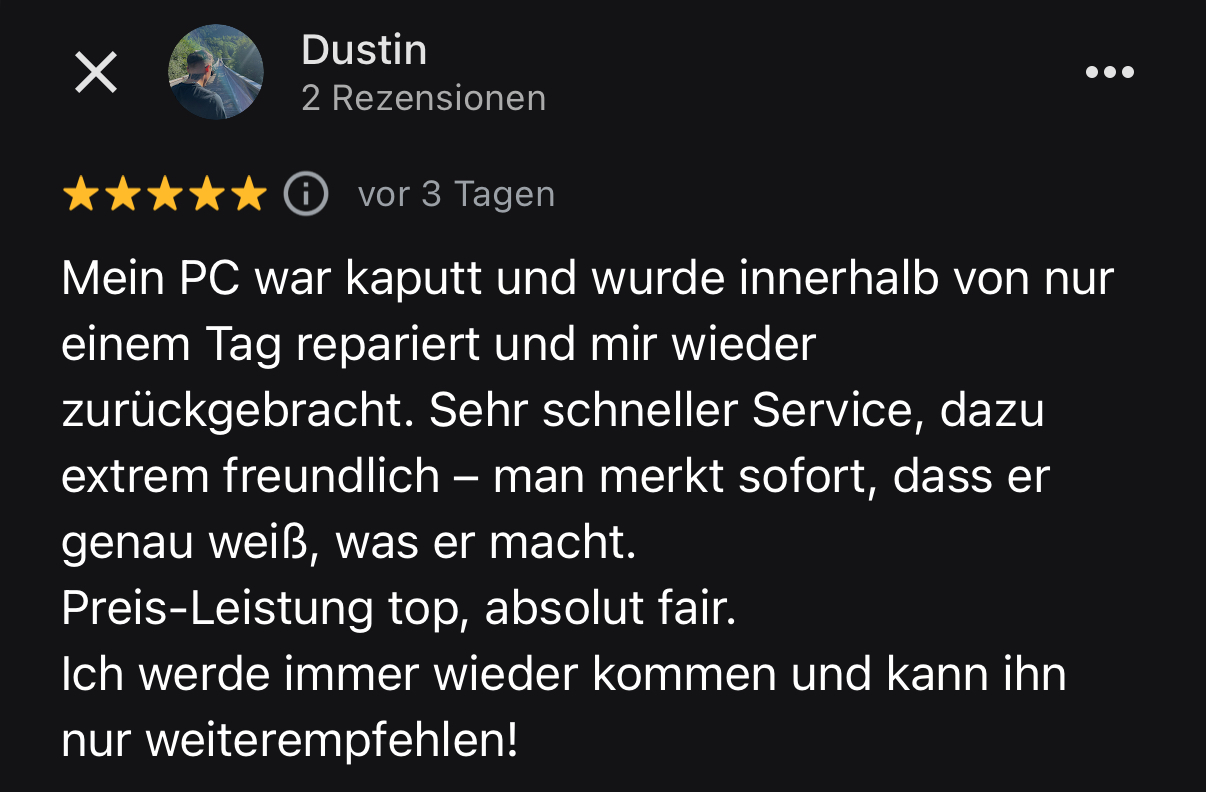 5 Sterne google Bewertung