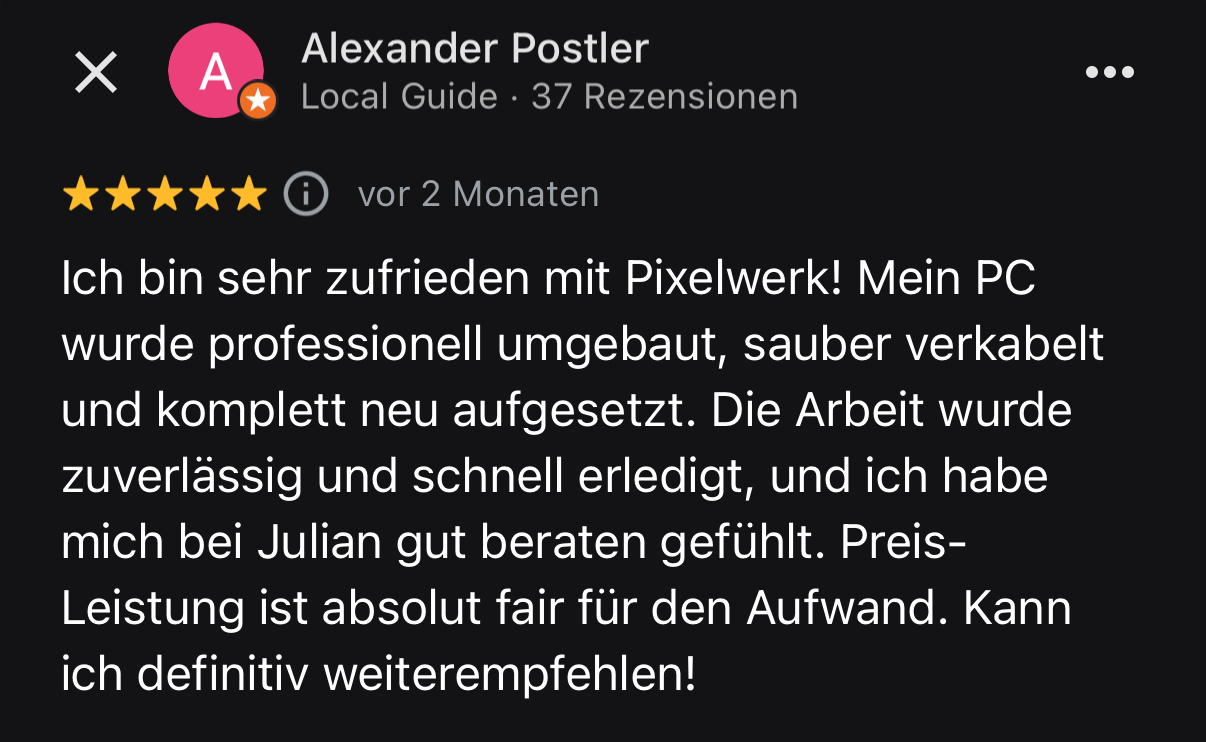 5 Sterne google Bewertung